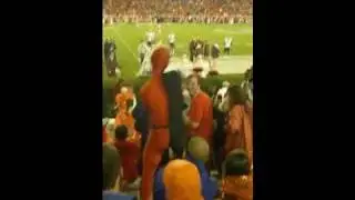UGA fan in RootSuit - Full Body Spandex Suit - dancing at football game.mp4