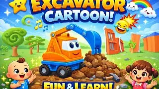 JCB Excavator 🚜💪 | Kids Cartoon Truck | Fun Learning 🎉Cute Excavator 🚜😍 | Cartoon Cons#kidcar seon 