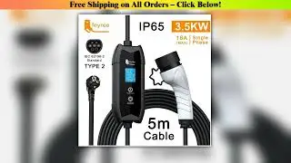 feyree EV Charger Type2 16A 3.5kW Portable Charging Box 5M Cable GBT Socket Type1 J1772 Adapter