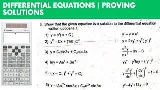 Differential Equations - Show that the given equation is a solution to the differential equation