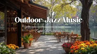 Serene Lakeside Coffee Shop Ambience 🎶 Relaxing Spring Jazz Piano for Focus & Peaceful Work