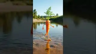 Carrot ￼running across the river.