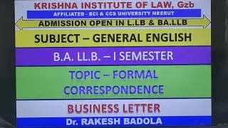 GENERAL ENGLISH - FORMAL CORRESPONDENCE / BALLB /CCS UNIVERSITY