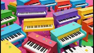 Seven Little Toy Pianos Ding Ding Ding | Musical Colors & Counting Song for Kids