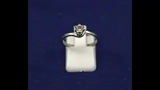 Interesting Crystal Solitaire Sterling Silver Ring Size 7