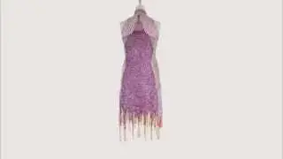 SequinQueen Short Swirl Patterned Handmade Fuchsia and Silver Sequin Dress. Item #3001-021