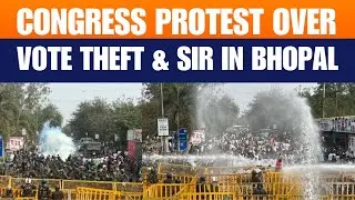 Police use water cannon to disperse Youth Congress workers, protesting over SIR, in Bhopal, MP