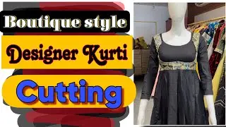 डिज़ाइनर कुर्ती कटिंग | Designer Kurti Cutting | princesscut Kurti yoke design | Tucks minus method