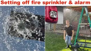 Setting off fire sprinkler and fire alarm, testing new water supply after upgrade