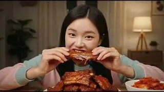 Sticky Glazed Pork Ribs & Spicy Kimchi &ndash; ASMR