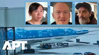 Снегопад вызвал транспортный хаос, из-за чего рейсы в амстердамском аэропорту Схипхол были отмене...