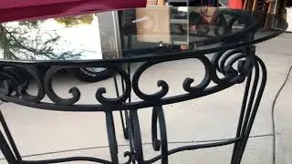 Vintage Wrought Iron Table with Glass Top LOS ANGELES