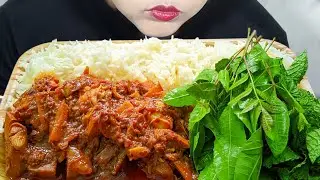 MUKBANG  EATING/ SPICY YOUNG JACKFRUIT CURRY WITH RICE