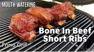 Beef Short Ribs on Primo Ceramic Smoker Grill
