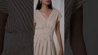 A Statement Dress In Organic Linen Cotton - Monarch Beige Stripes #inthesummerhouse