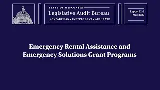 Report 22-3, Emergency Rental Assistance and Emergency Solutions Grant Programs