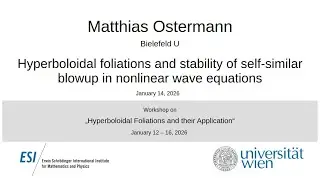 Matthias Ostermann - Hyperboloidal foliations and stability of self-similar blowup in nonlinear...