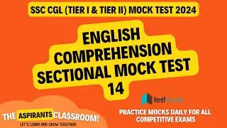 🔴🎖Testbook-English Comprehension Sectional Mock Test 14 💯 #english #ssc #ssccgl #englishmocktest