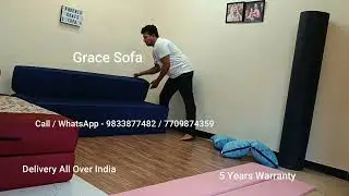 Blue colour sofa come bed colour cover washable 3 seater whatsapp 9833877482 with pillows dr foam
