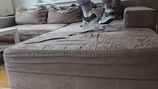 Shoeplay Sitting Trampling Jumping Pillow Crushing on my big Couch part 1 in Adidas Sneakers