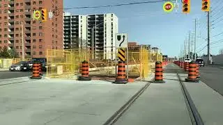 Hurontario LRT track construction at Queensway,  April 20, 2025