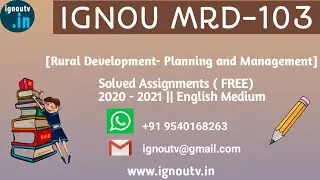 IGNOU MRD-103 Solved Assignment July 2020 [FREE] || PGDRD || MRD-103 || IGNOU TV || IGNOU ||