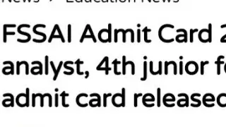 FSSAI ADMIT CARD 2021:7TH FOOD ANALYST,4TH JUNIOR FOOD ANALYST ADMIT CARD RELEASED,LATEST NEWS FSSAI