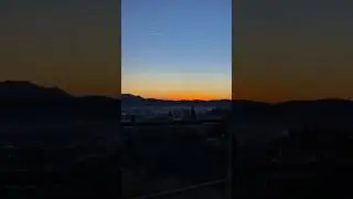 Magic Sunset Colors Over Old Bar | Plane in the Sky, City Below