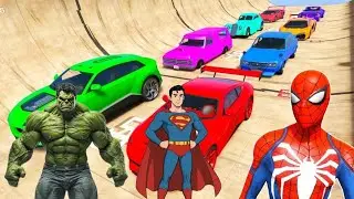 Spider-Man Saves Hulk from Deadly Car Stunt 😱 #spiderman​ #ramps​ #challenge​ #cars​ #gta
