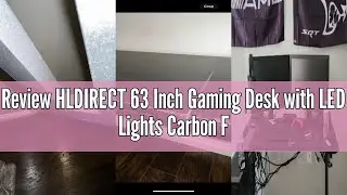 Review HLDIRECT 63 Inch Gaming Desk with LED Lights Carbon Fibre Surface Gaming Table Large Computer