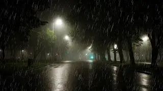 Gentle Night Shelter Rain Sounds beside an Unused Municipal Park Loop | ASMR Rain for Deep Sleep 💤