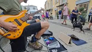 Italian Bassist Busker JackinJam, (Bass Loop and Solo)