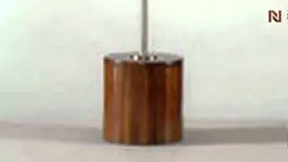 Table Lamp: Chrome and wood base in a dark honey finish by Bassett Mirror-l2342t