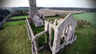 Covehithe, Southwold & St Andrews Church Ruins. Suffolk. Aerial Photography, Drone Video Footage