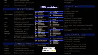 Html cheat sheet for last minute interview preparation |  download 