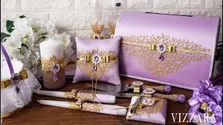 Bridal accessory Handmade Wedding set lavender and gold Свадебный декор Свадебные аксессуары VIZZARA