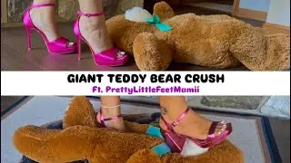 [ASMR🔊] Giant Teddy Bear Crush ft. Pretty Little Feet Mami 🩷🧸 | Teddy Bear Trample in High Heels 