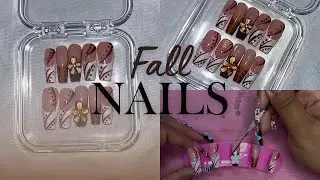 Fall Nail Design🍁| How To Make Press On Nails