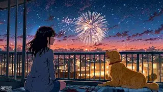 Peaceful New Year Vibes 🎇 Watching Fireworks Together In A Cozy Winter Night 🎇 Lofi New Year
