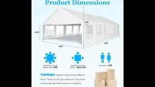 SAILARY Party Tent 20x40Ft Outdoor Canopy Gazebo Heavy Duty Large Event Shelter Carport White for We