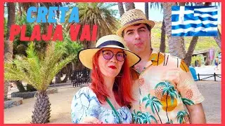(4K) Creta - Vai - Singura plaja cu palmierei natural din Europa (Grecia)