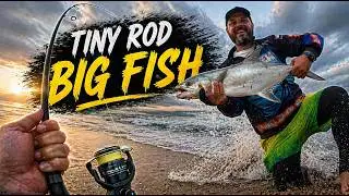 Big Garrick / Leerie on ultra-light tackle in the surf!