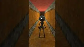 Self-aware Lara Croft avoids a boulder in Tomb Raider 1
