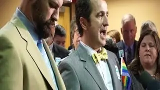 Gay marriage reaction at Oregon United for Marriage