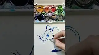 Cute Mouse Drawing with Paint Brush