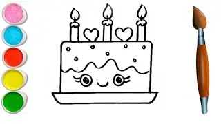 Cute cake drawing for kids | How to draw cake step by step | Kids drawing | Kids Video #cake 