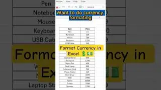 Format Currency in Excel in 1 Second! 💸 #Shorts