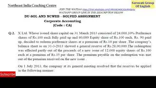 B.com 2nd Year Corporate Account Assignment Solution || sarswati group of English