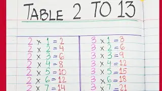 Table 2 to 13 | 2 se 13 tak Pahada | multiplication table  of 2 to 13 English | 2 se 13 tak ka Table