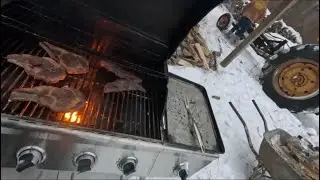 Splitting Firewood and Grill Steaks At 21F Degrees
